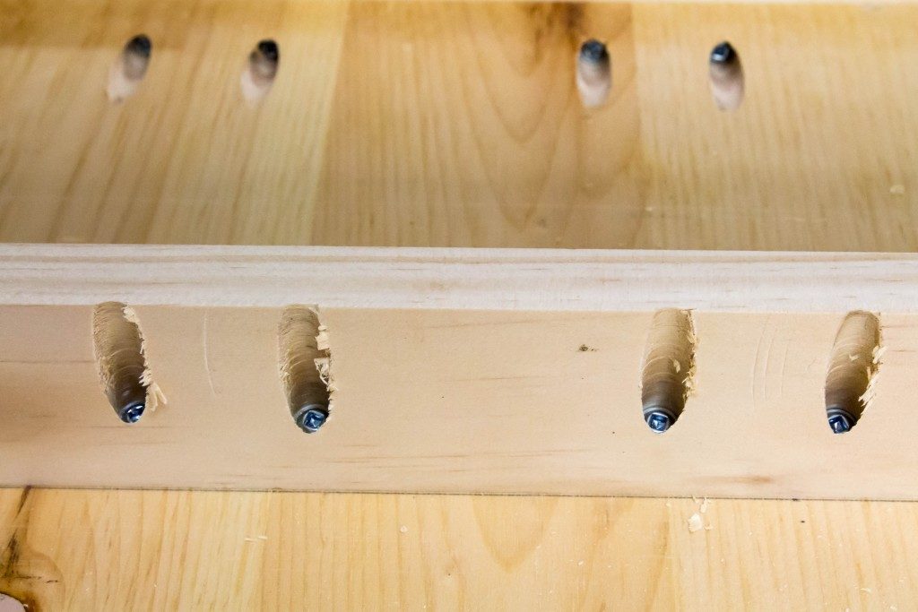 Pocket screws used to join wood together