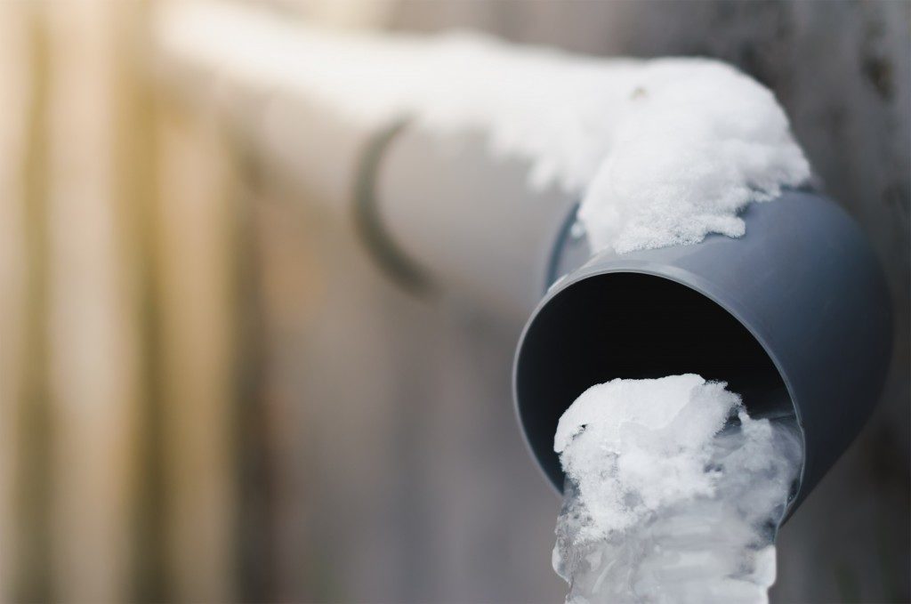 snow inside the pipe