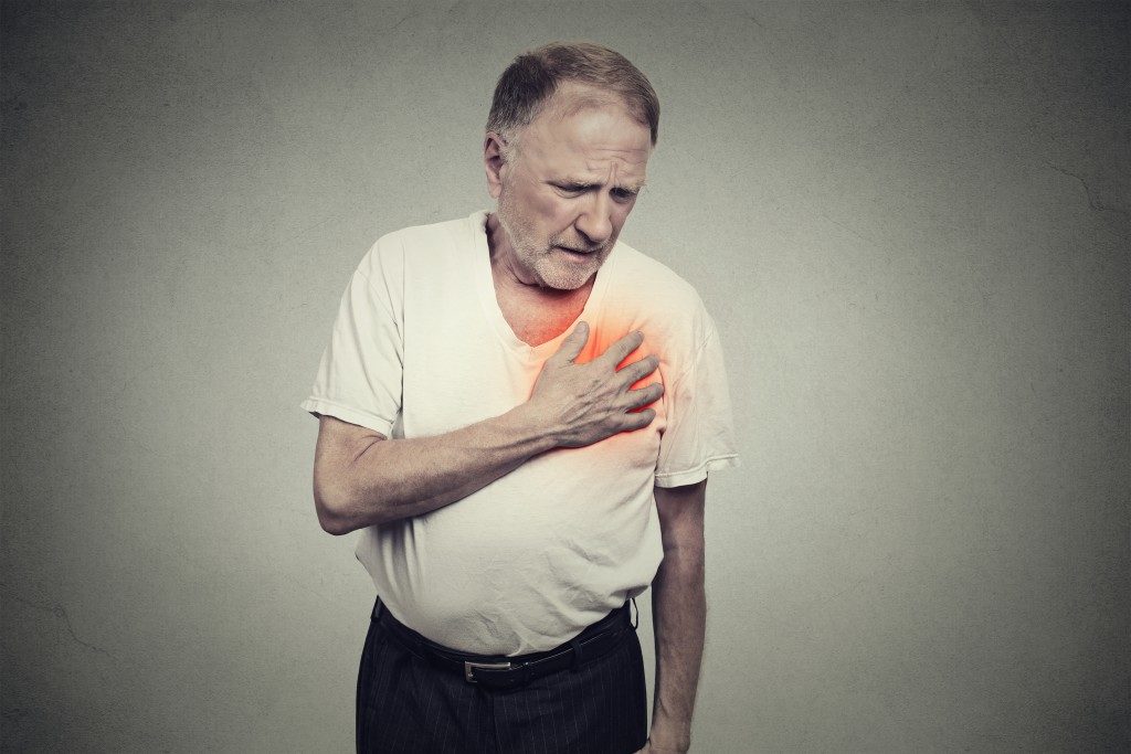 An elder having a heart disease from heat